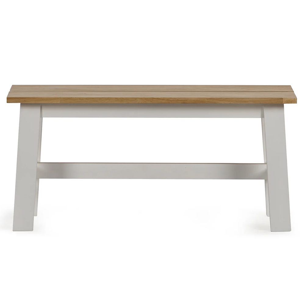 Lamar White Oak Wooden Rectangular Dining Table With 2 Bench