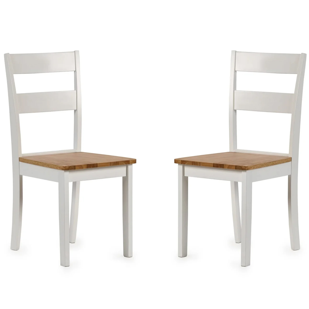 Lamar White Oak Wooden Dining Table With 2 Chairs