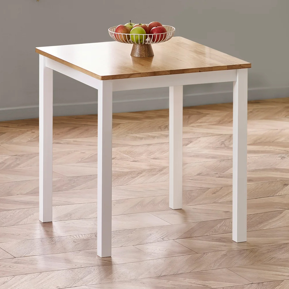 Lamar White Oak Wooden Dining Table With 2 Chairs