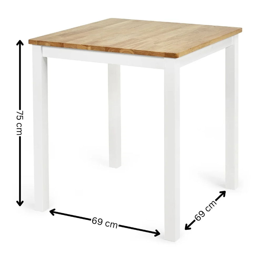 Lamar White Oak Wooden Dining Table With 2 Chairs