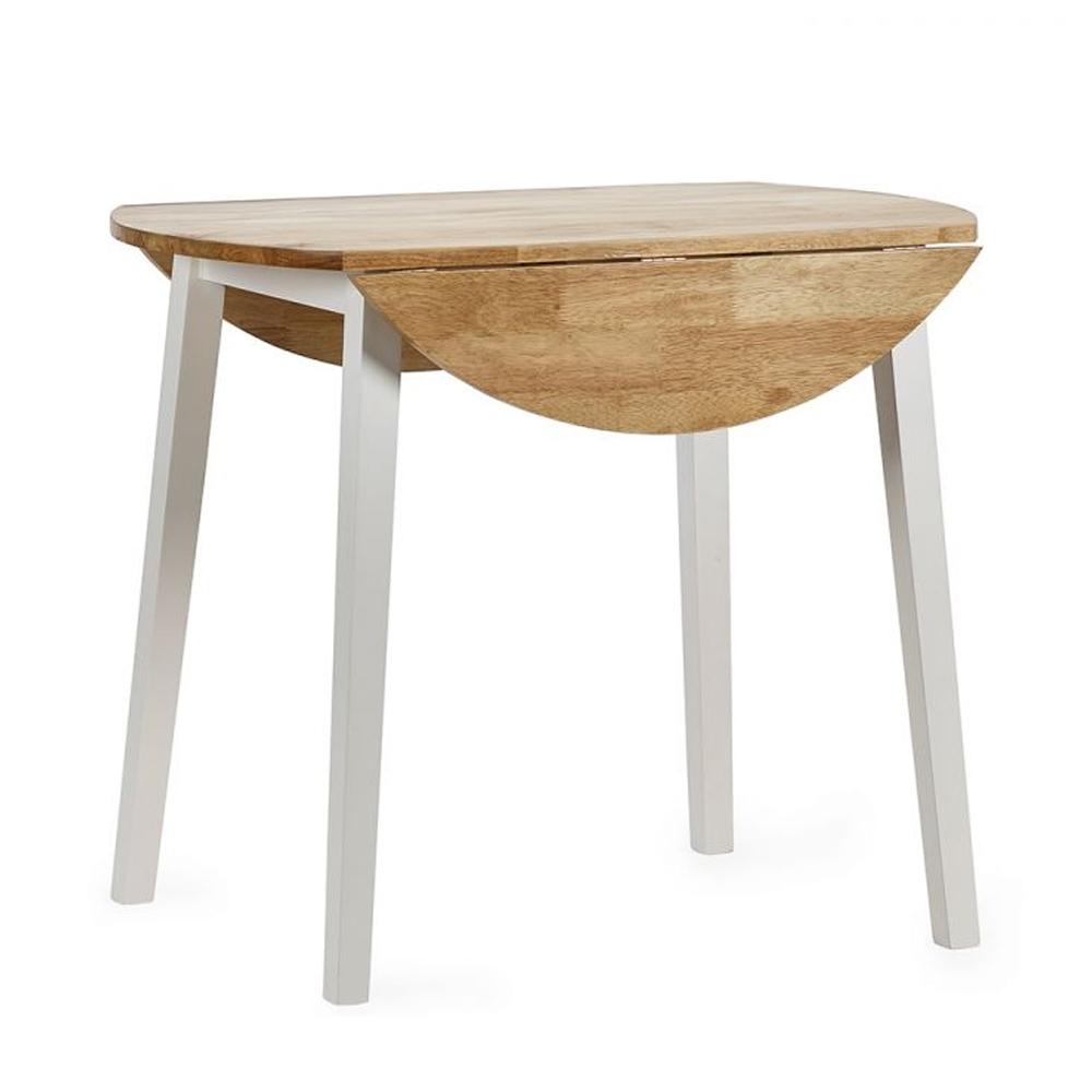 Lamar Wooden Drop Leaf Dining Table In Light Oak And White