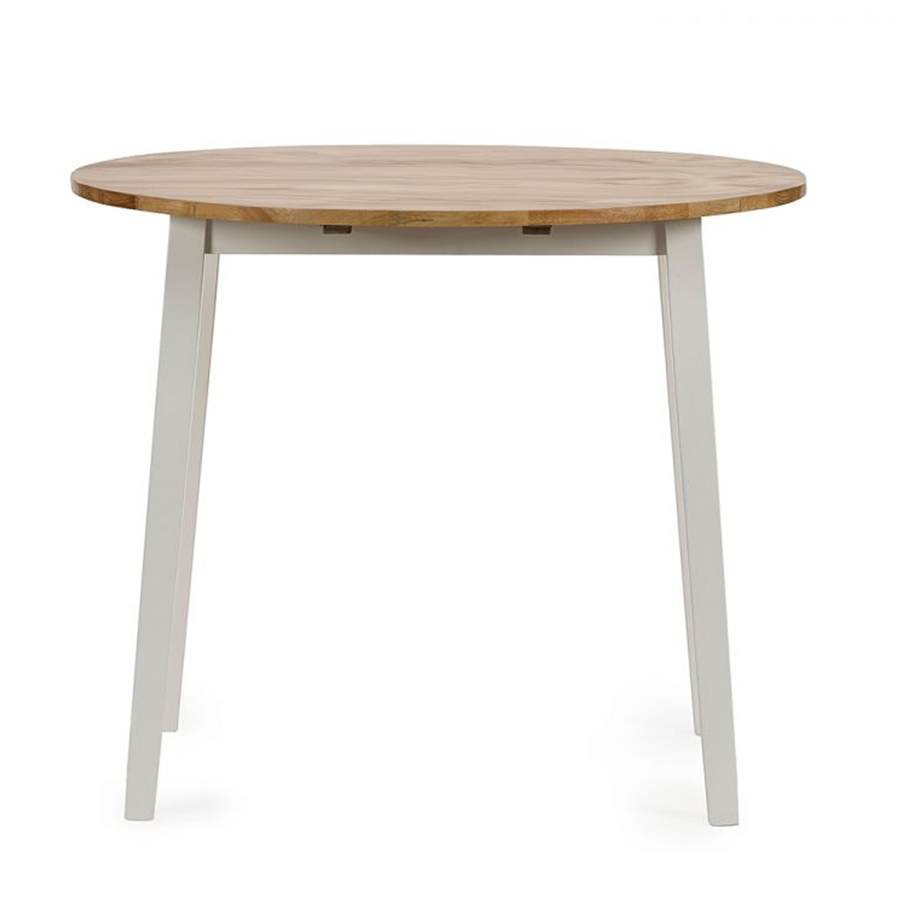Lamar Wooden Drop Leaf Dining Table In Light Oak And White