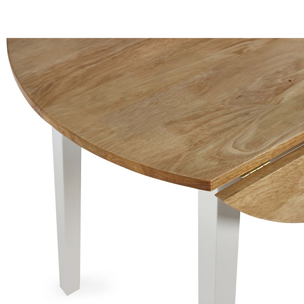 Lamar Wooden Drop Leaf Dining Table In Light Oak And White