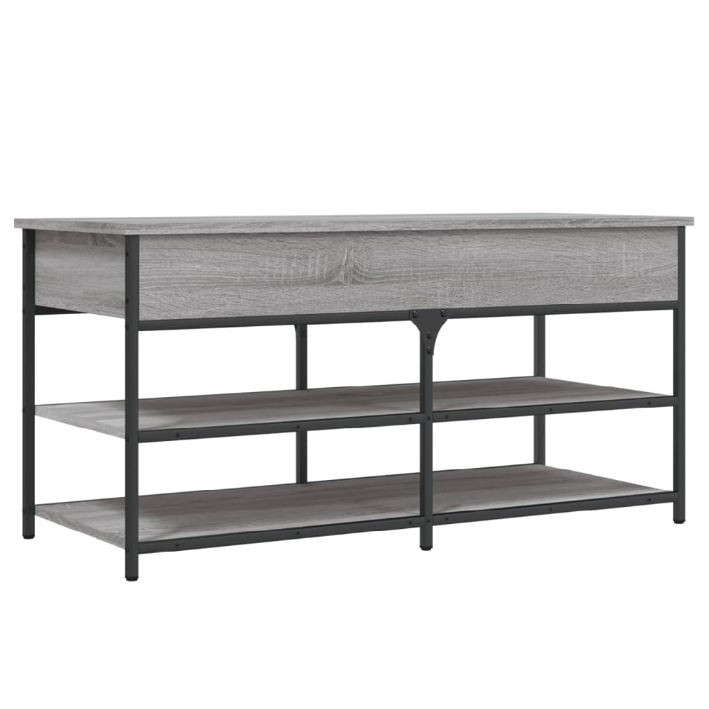 Lamar Wooden Large Shoe Storage Bench In Grey Sonoma