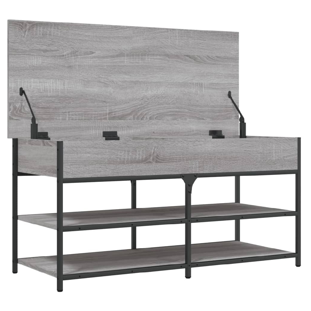 Lamar Wooden Large Shoe Storage Bench In Grey Sonoma