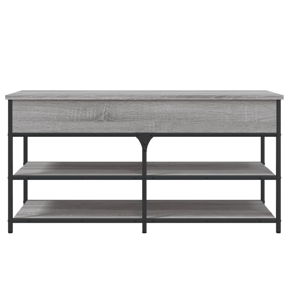 Lamar Wooden Large Shoe Storage Bench In Grey Sonoma