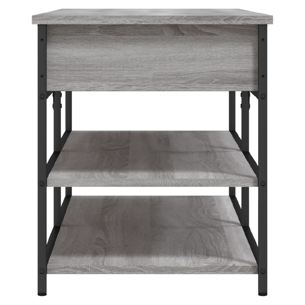 Lamar Wooden Large Shoe Storage Bench In Grey Sonoma