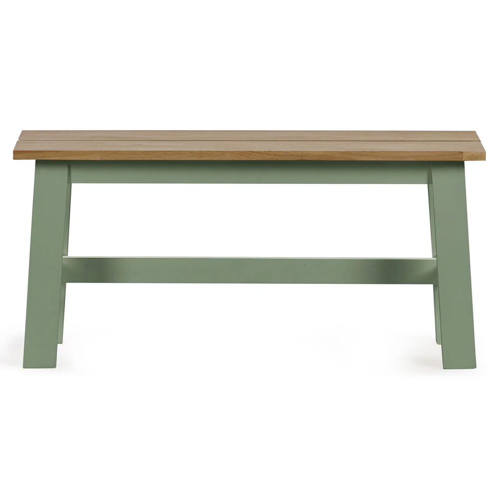 Lamar Wooden Rectangular Dining Bench - Green And Light Brown