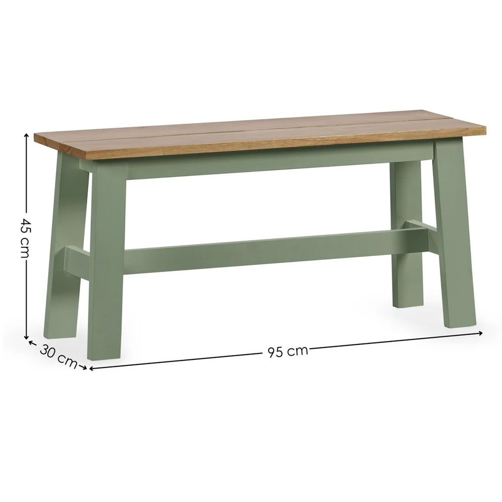 Lamar Wooden Rectangular Dining Bench - Green And Light Brown