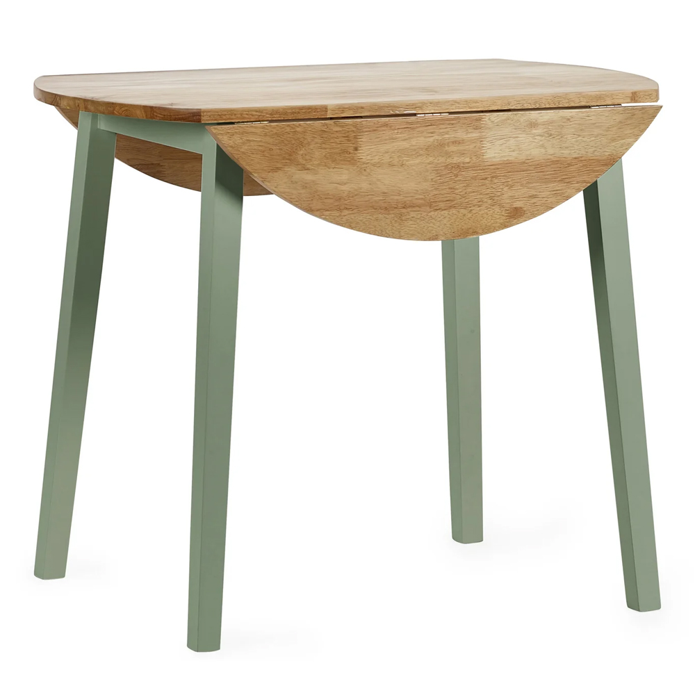 Lamar Wooden Round Drop Leaf Dining Table - Green And Light Brown