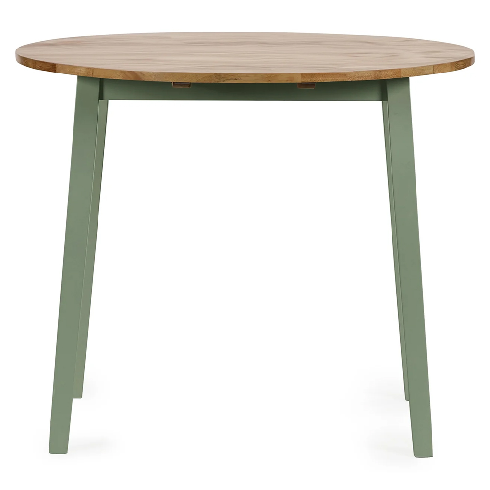 Lamar Wooden Round Drop Leaf Dining Table - Green And Light Brown