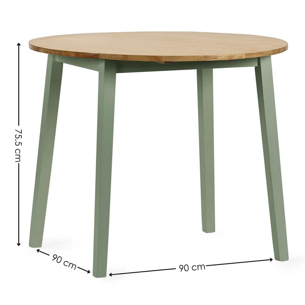 Lamar Wooden Round Drop Leaf Dining Table - Green And Light Brown