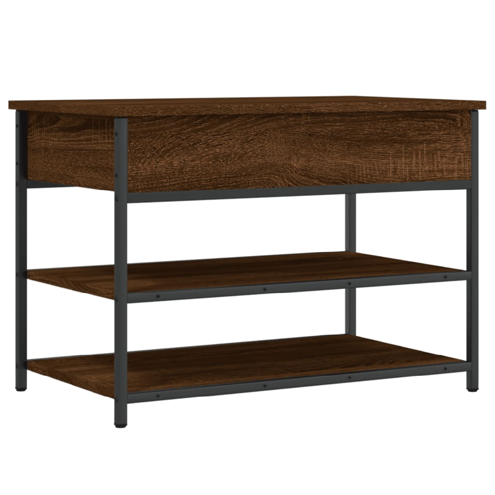 Lamar Wooden Small Shoe Storage Bench In Brown Oak