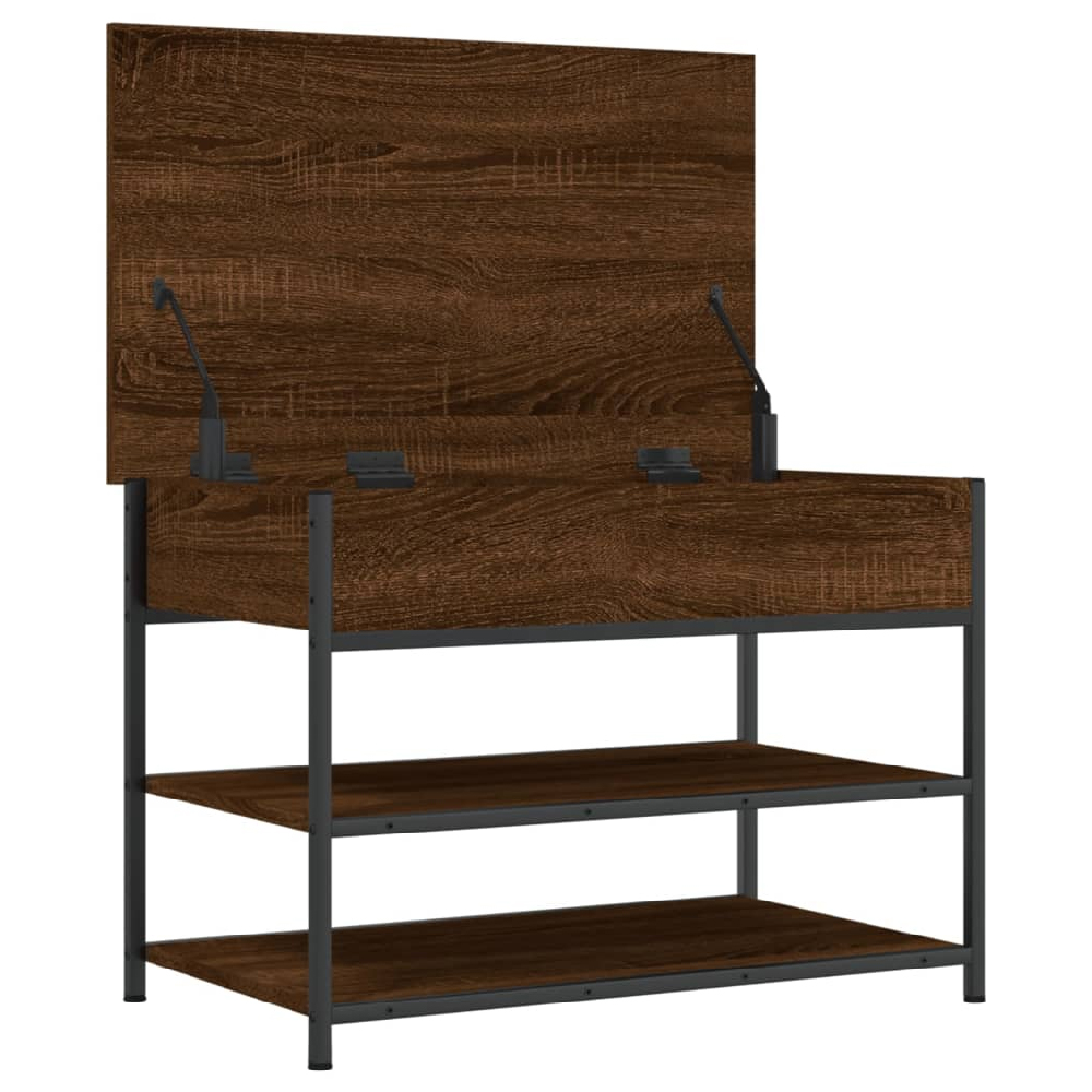 Lamar Wooden Small Shoe Storage Bench In Brown Oak