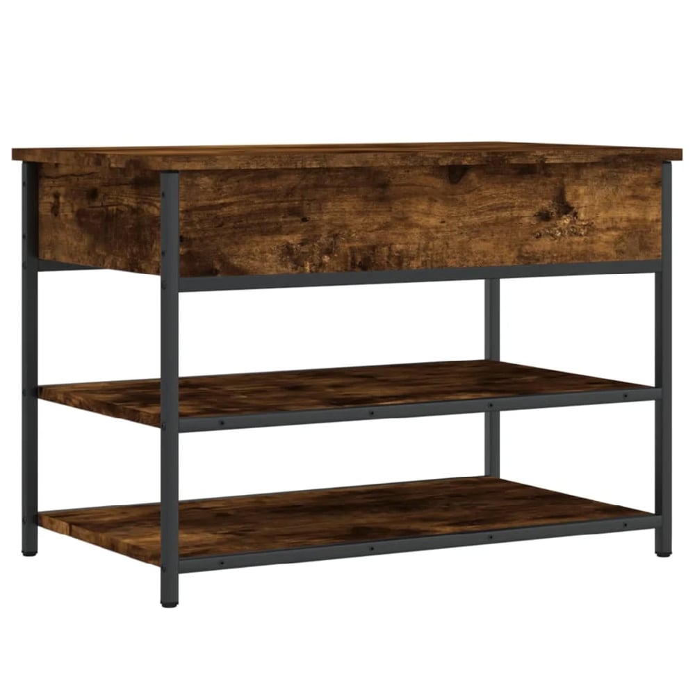 Lamar Wooden Small Shoe Storage Bench In Smoked Oak