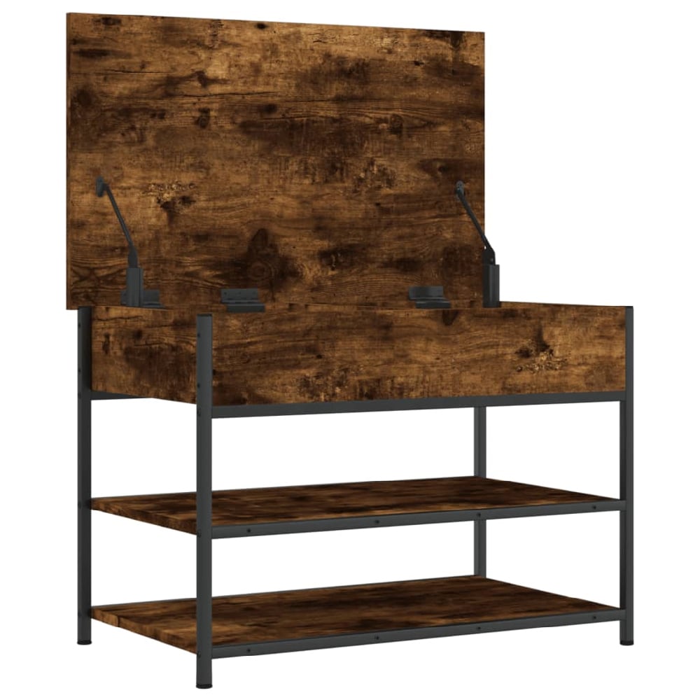 Lamar Wooden Small Shoe Storage Bench In Smoked Oak