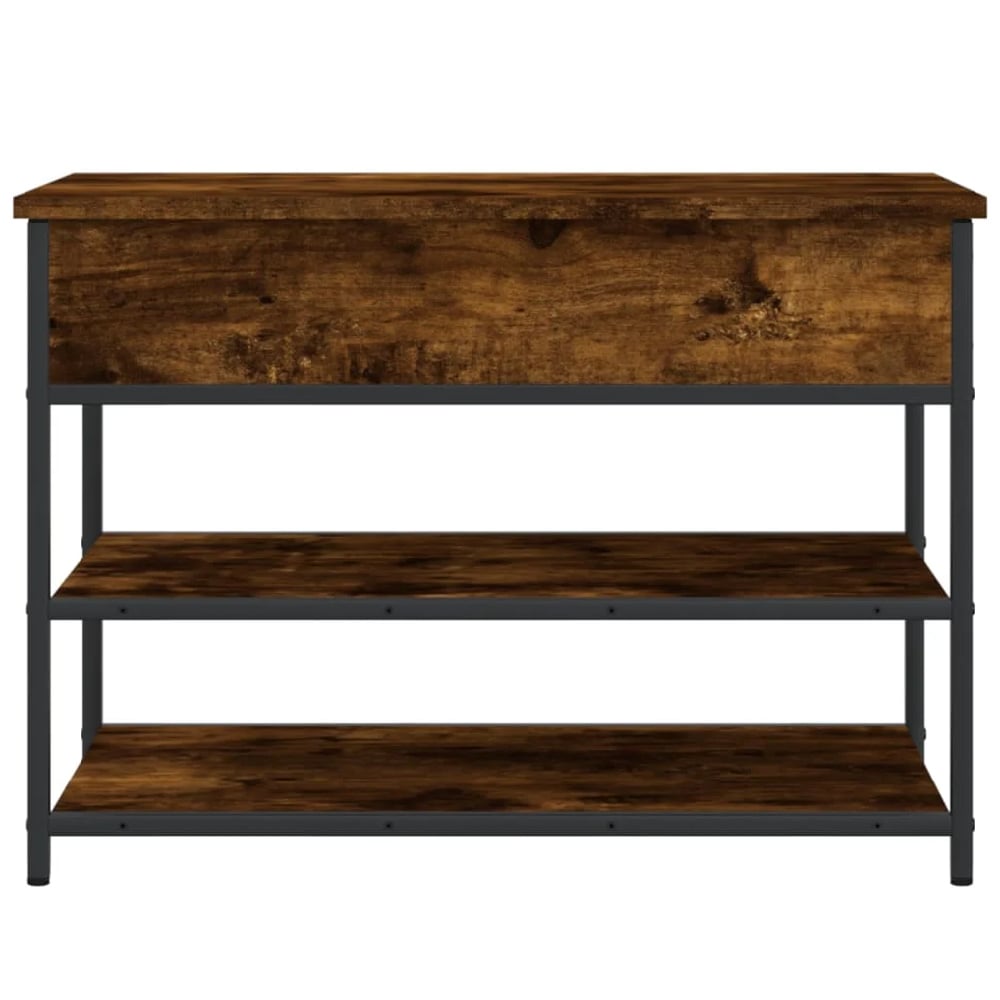 Lamar Wooden Small Shoe Storage Bench In Smoked Oak