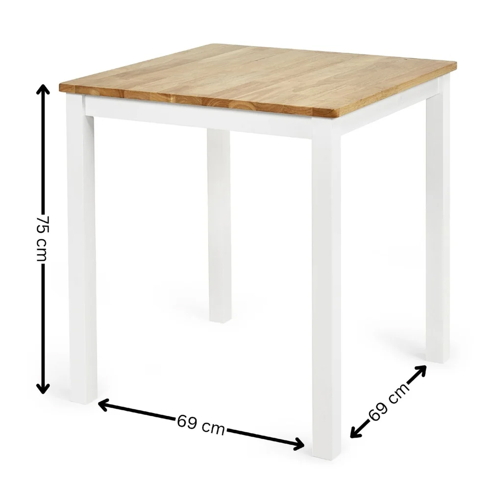 Lamar Wooden Square Dining Table - White And Light Brown