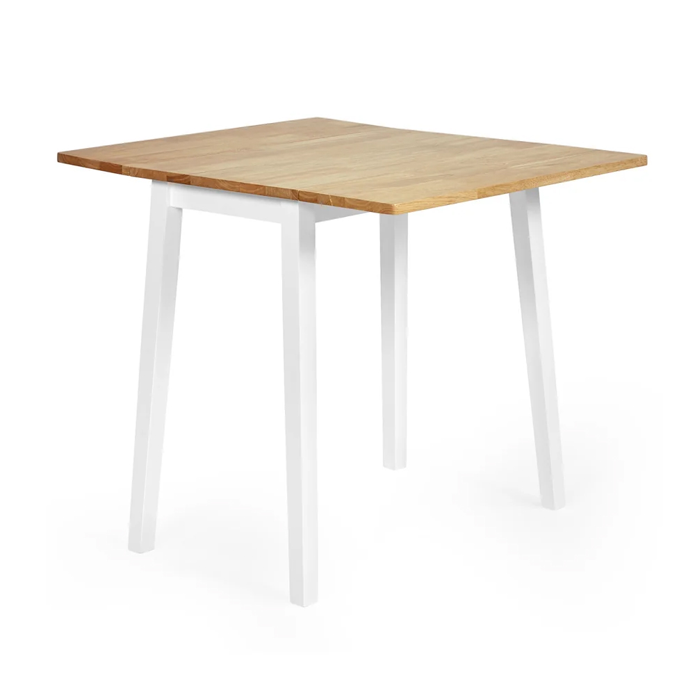 Lamar Wooden Square Dropleaf Dining Table - White And Light Brown