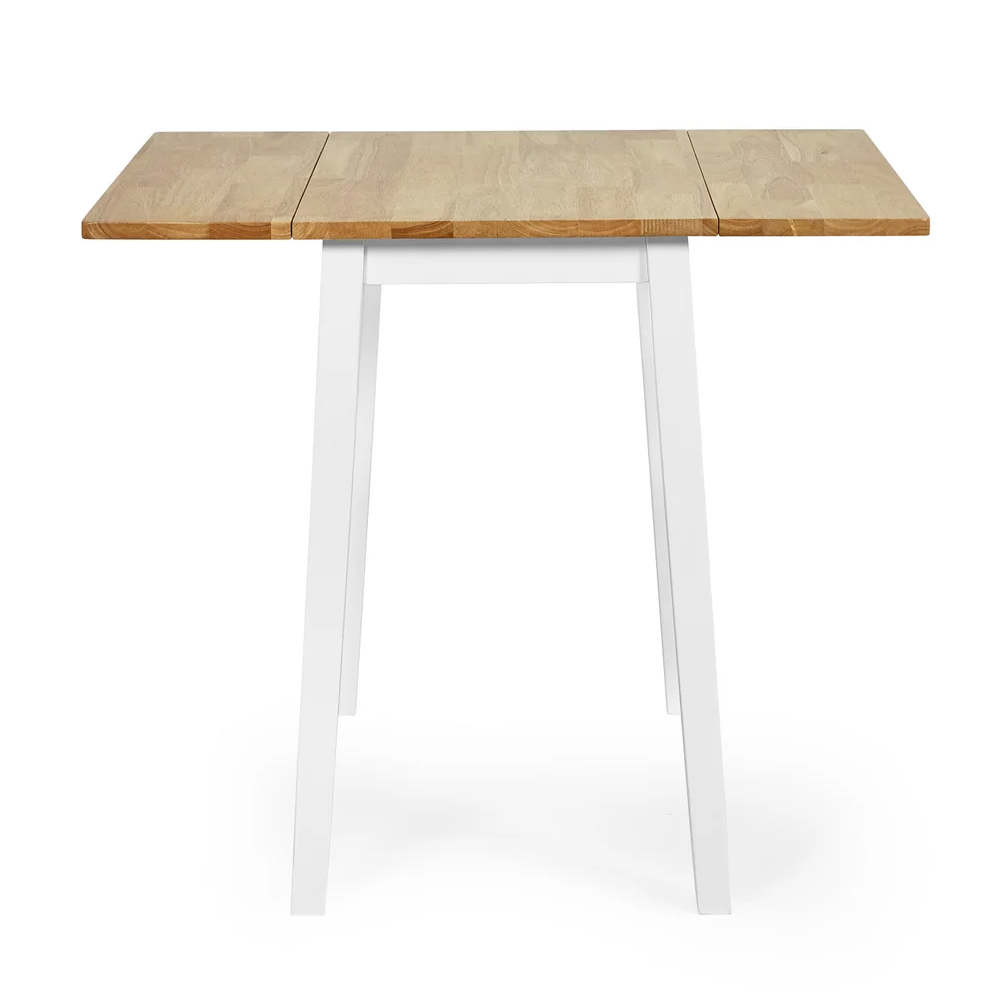 Lamar Wooden Square Dropleaf Dining Table - White And Light Brown