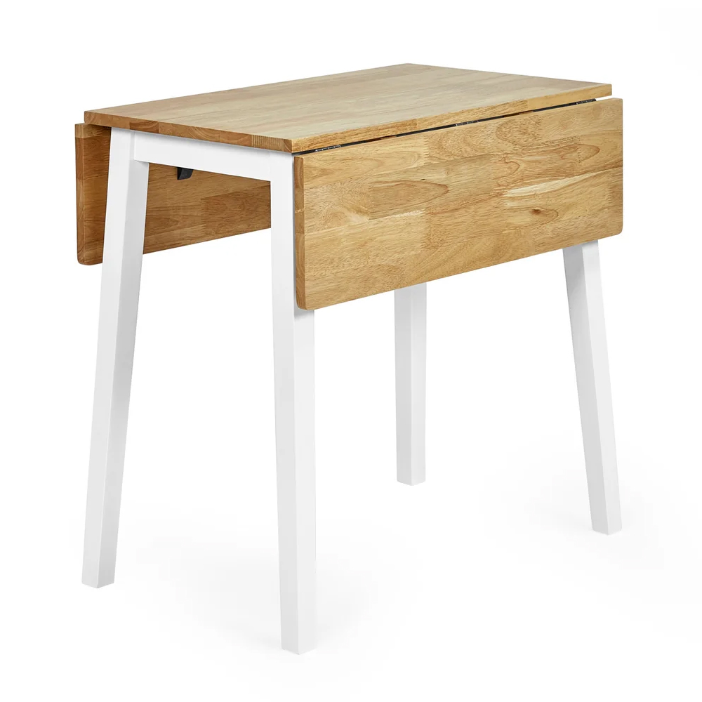 Lamar Wooden Square Dropleaf Dining Table - White And Light Brown