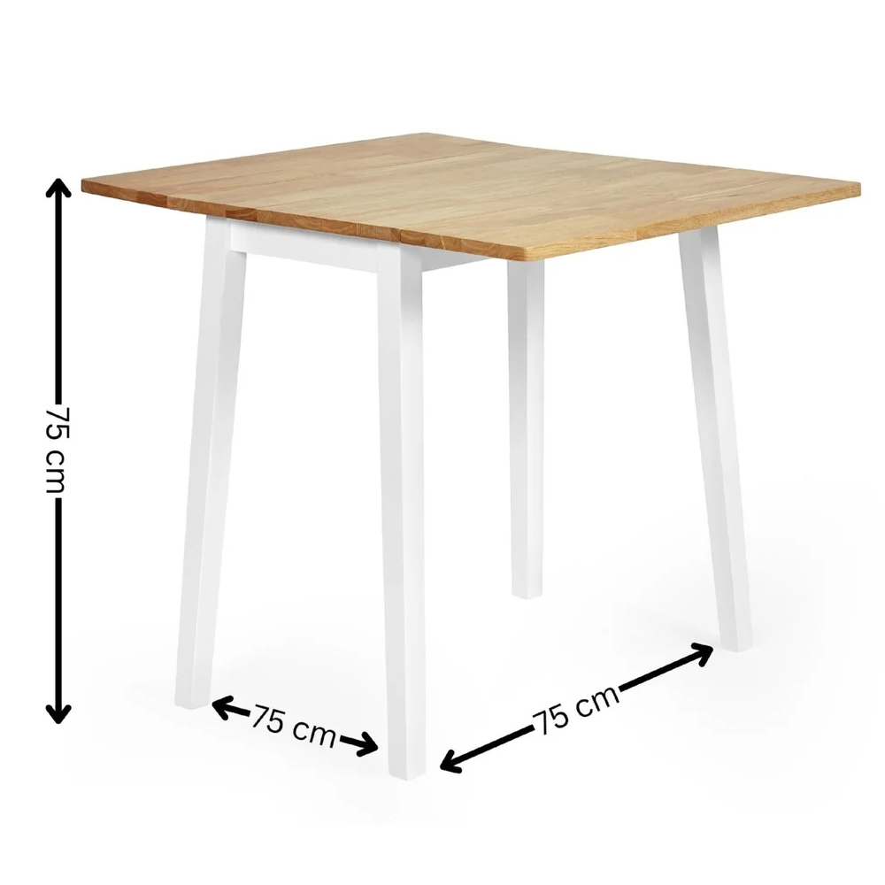 Lamar Wooden Square Dropleaf Dining Table - White And Light Brown
