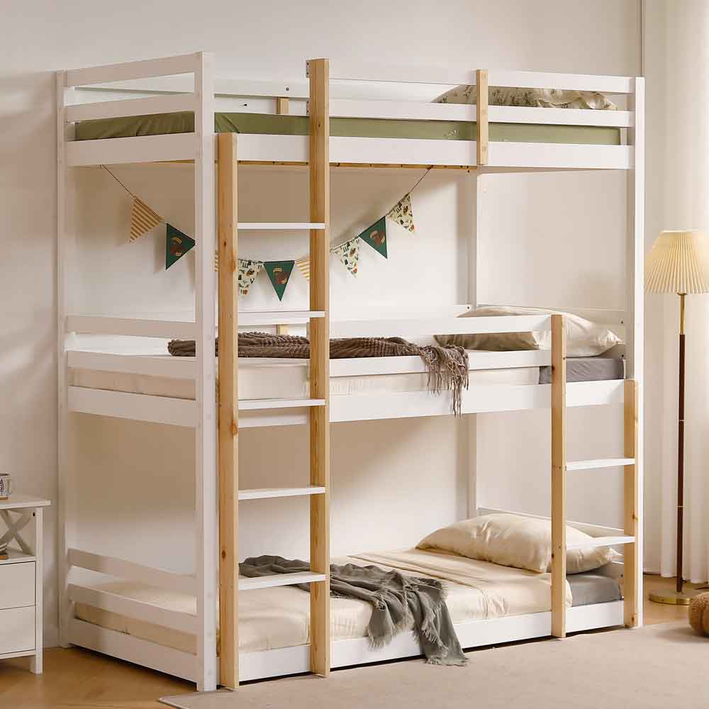 Lamar Wooden Triple Bunk Bed In White