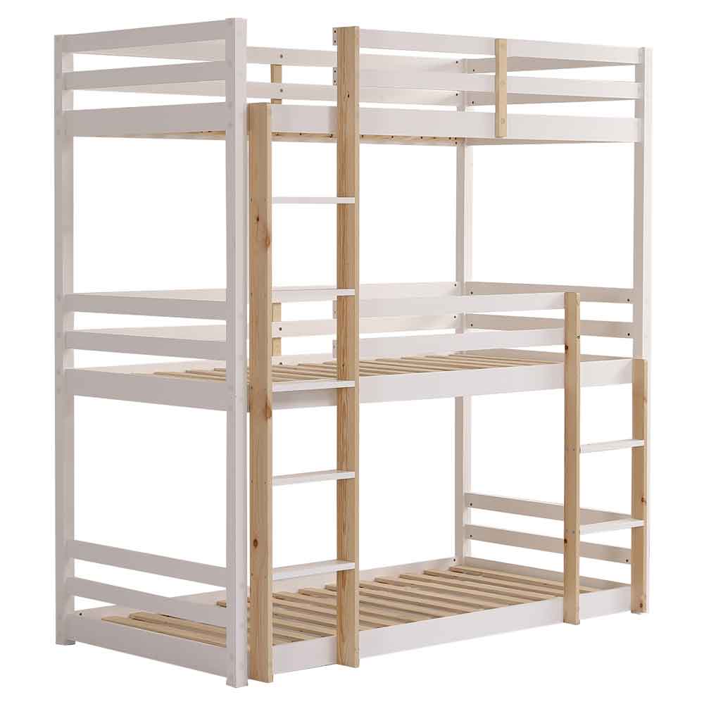 Lamar Wooden Triple Bunk Bed In White