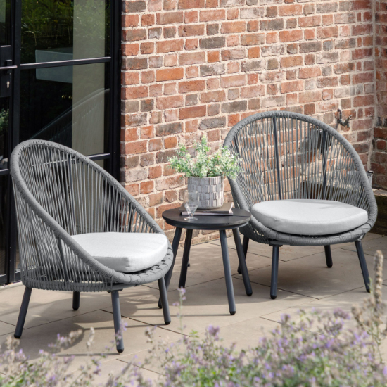 Product photograph of Lamaze Woven Rope Bistro Set With Round Table In Charcoal from Furniture in Fashion