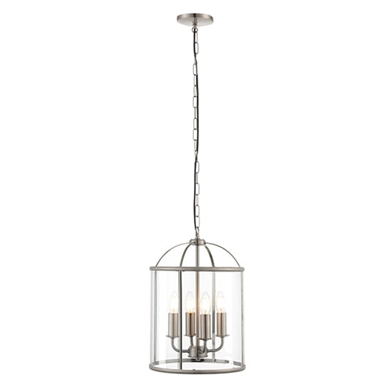 Read more about Lambeth 4 lights glass ceiling pendant light in satin nickel