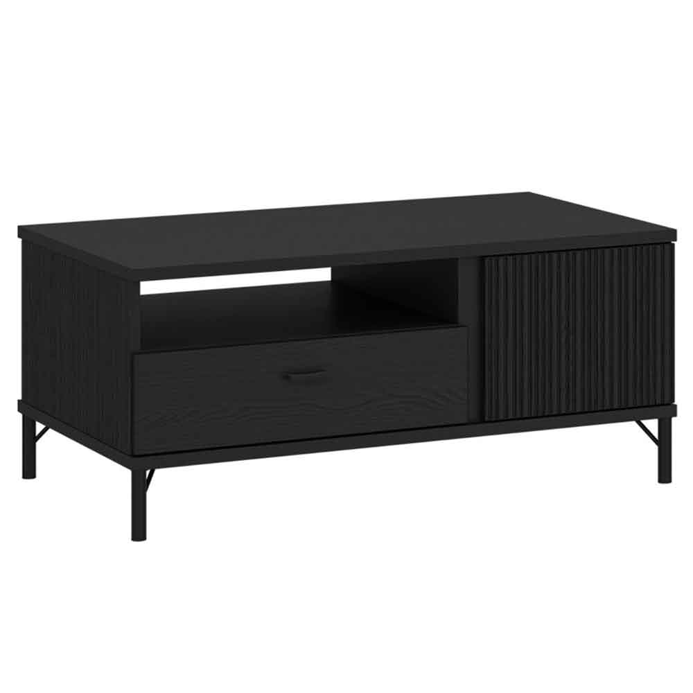 Lambeth Wooden Coffee Table With 2 Doors 1 Drawer In Graphite Black