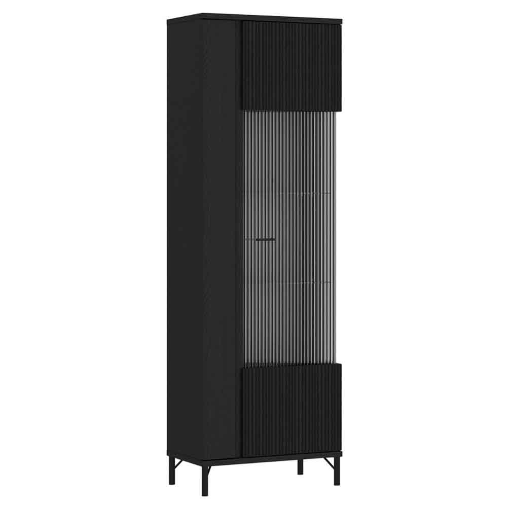 Lambeth Wooden Display Cabinet With 1 Glass Door In Graphite Black