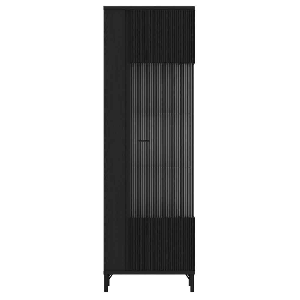 Lambeth Wooden Display Cabinet With 1 Glass Door In Graphite Black