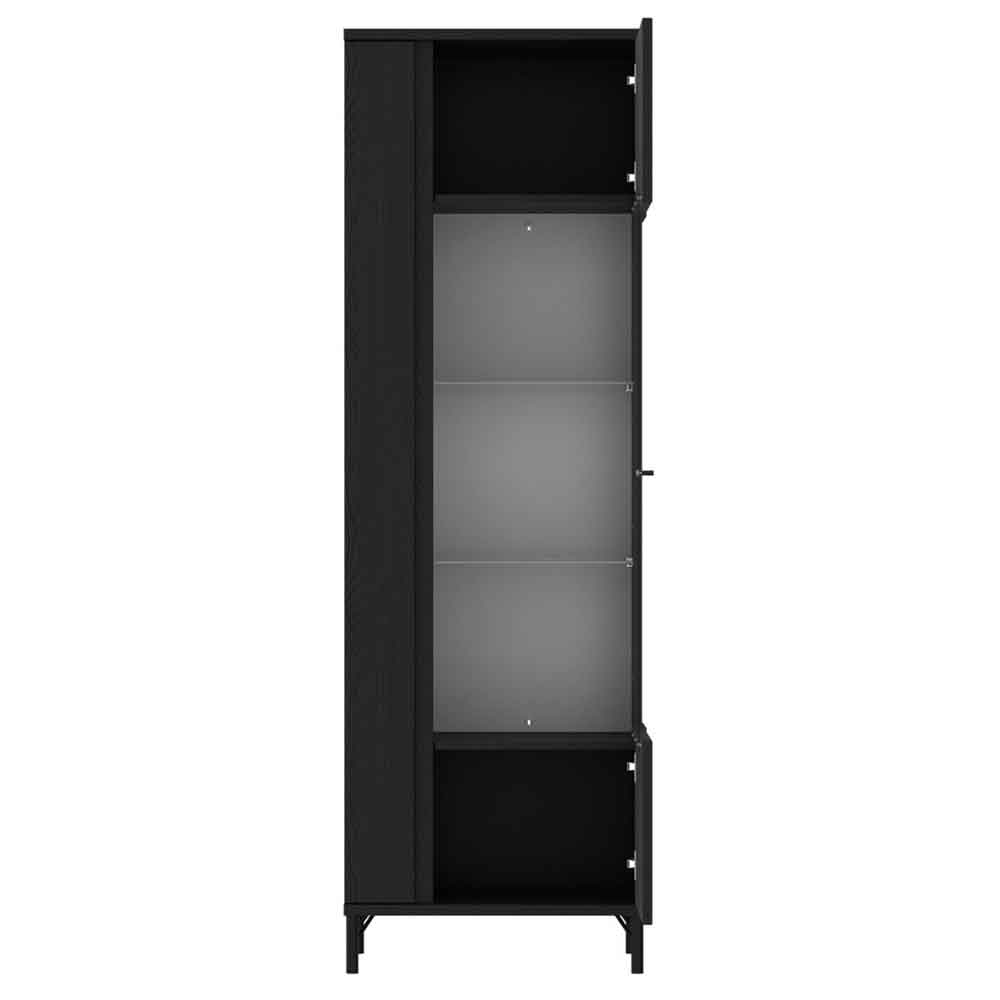Lambeth Wooden Display Cabinet With 1 Glass Door In Graphite Black