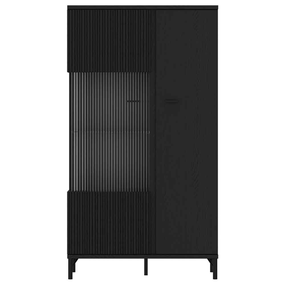 Lambeth Wooden Display Cabinet With 2 Glass Doors In Graphite Black