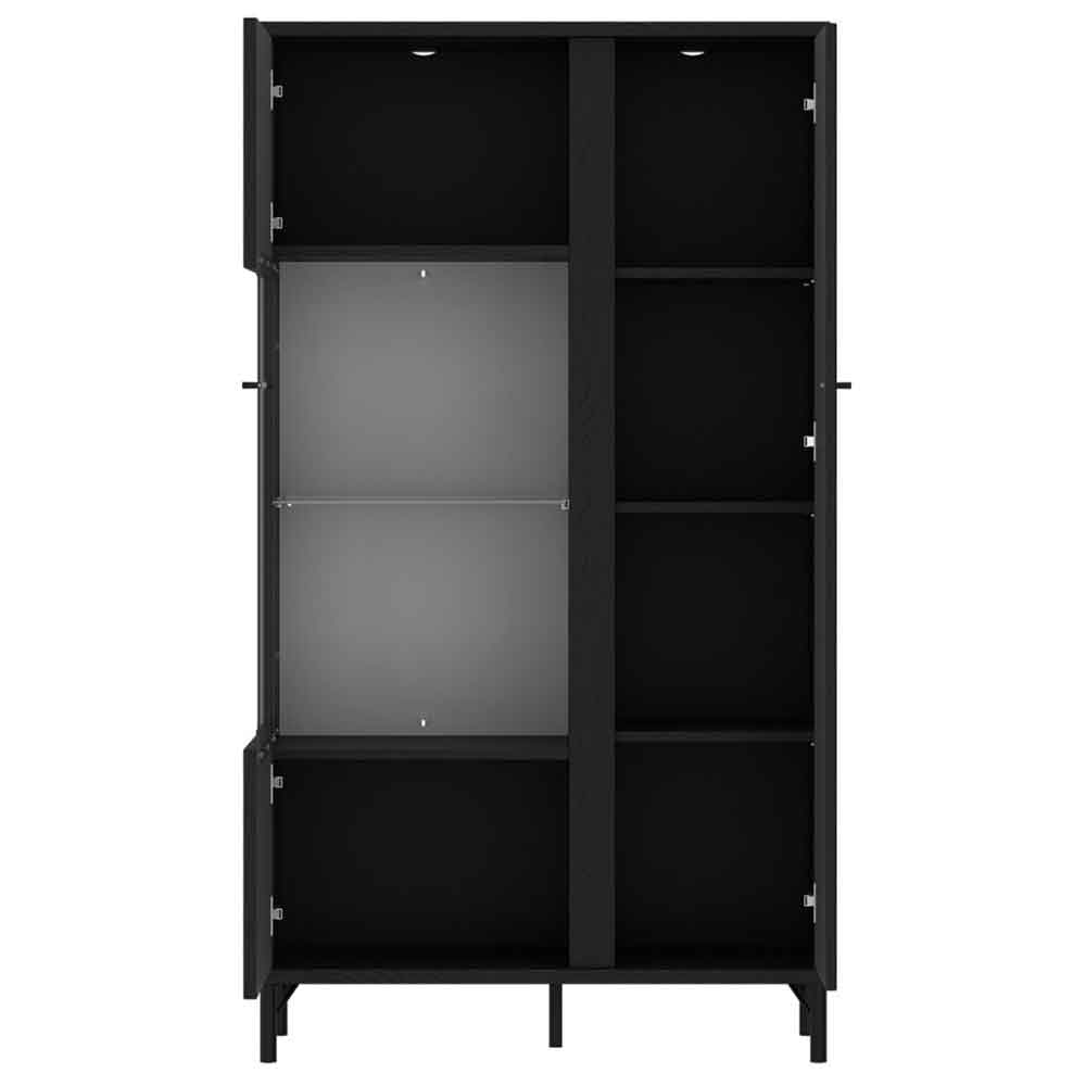 Lambeth Wooden Display Cabinet With 2 Glass Doors In Graphite Black