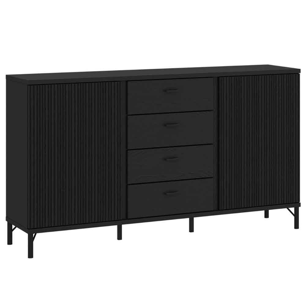 Lambeth Wooden Sideboard With 2 Doors 4 Drawers In Graphite Black