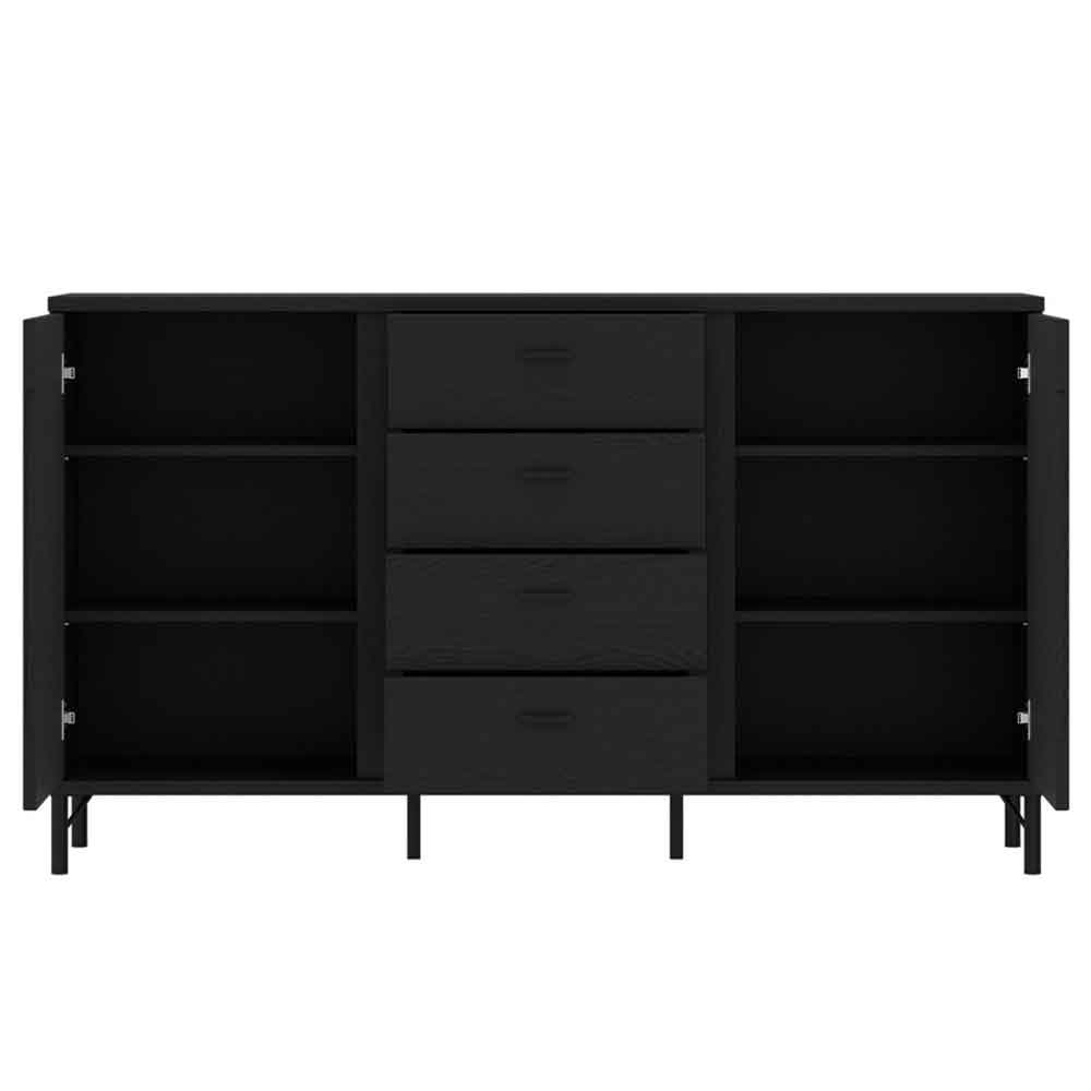 Lambeth Wooden Sideboard With 2 Doors 4 Drawers In Graphite Black