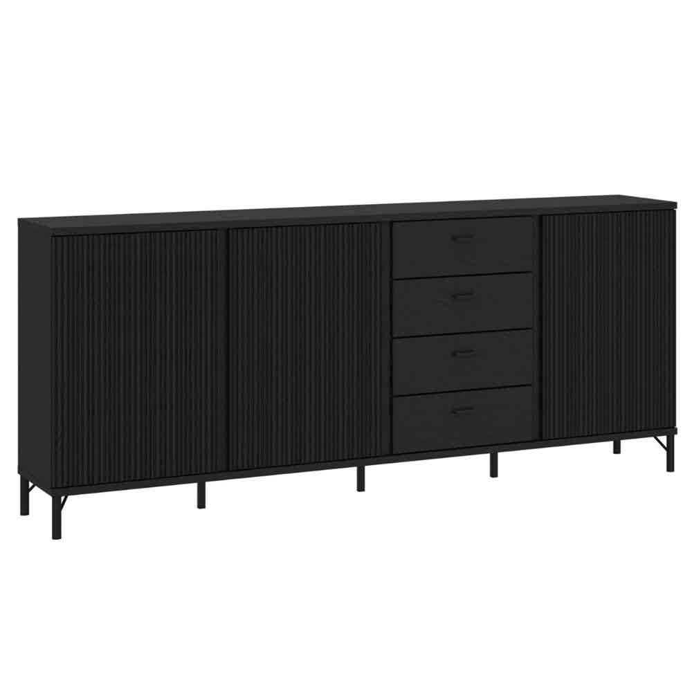 Lambeth Wooden Sideboard With 3 Doors 4 Drawers In Graphite Black