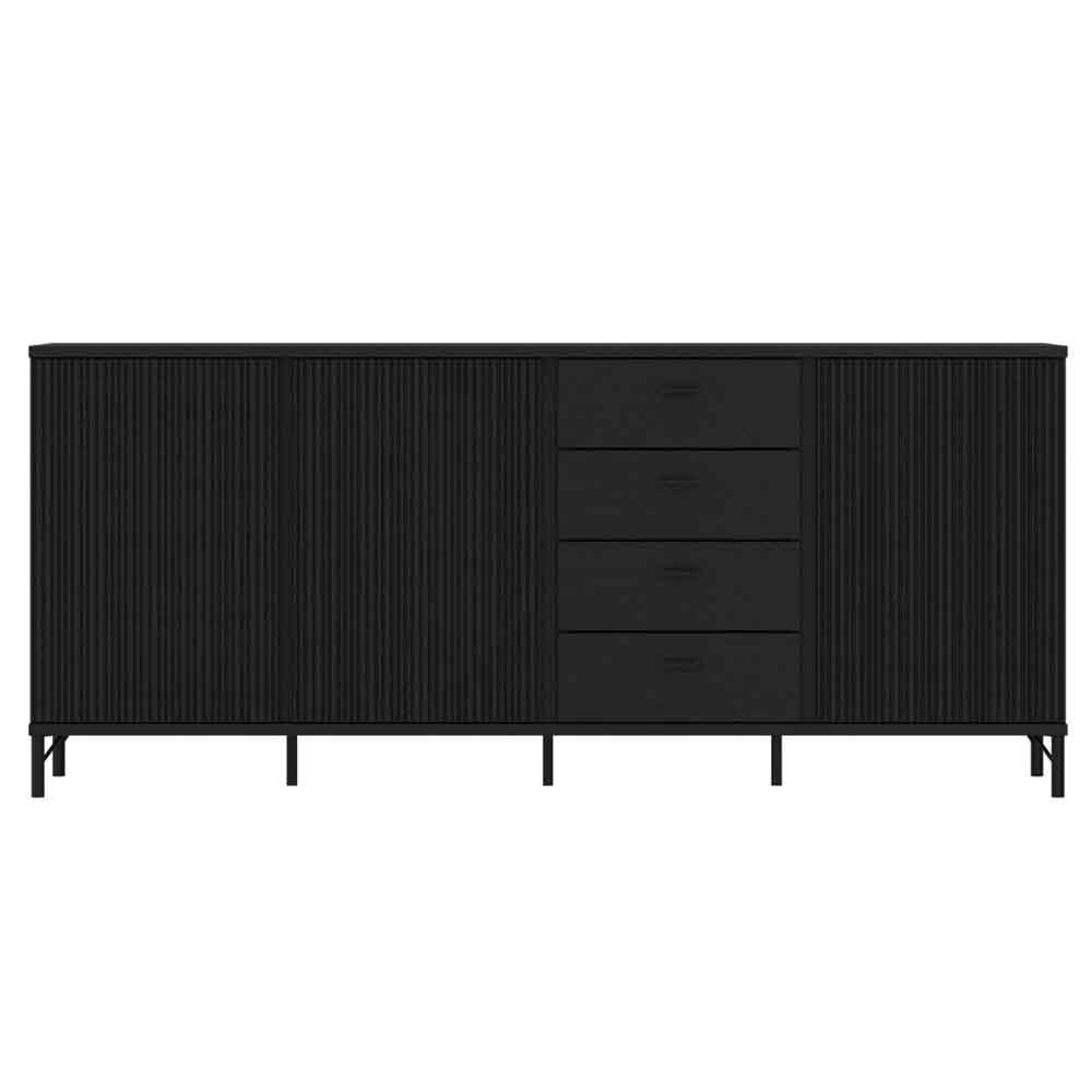 Lambeth Wooden Sideboard With 3 Doors 4 Drawers In Graphite Black