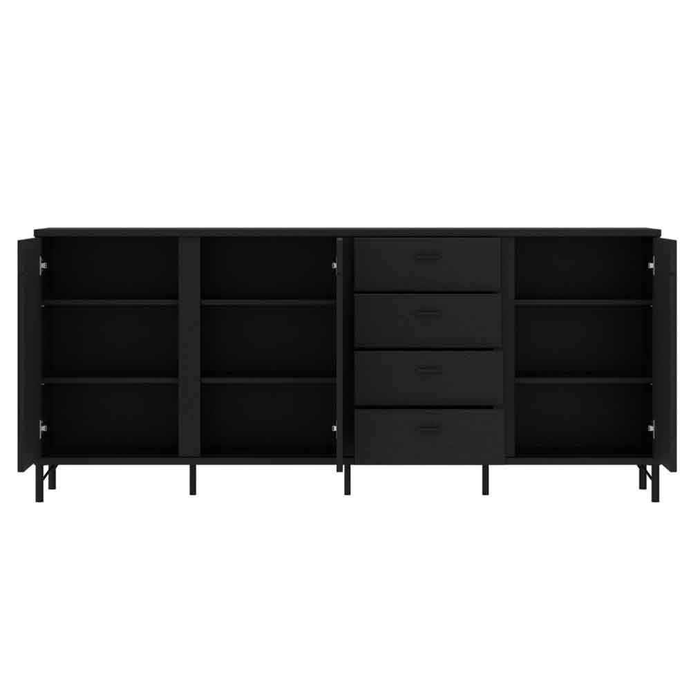 Lambeth Wooden Sideboard With 3 Doors 4 Drawers In Graphite Black