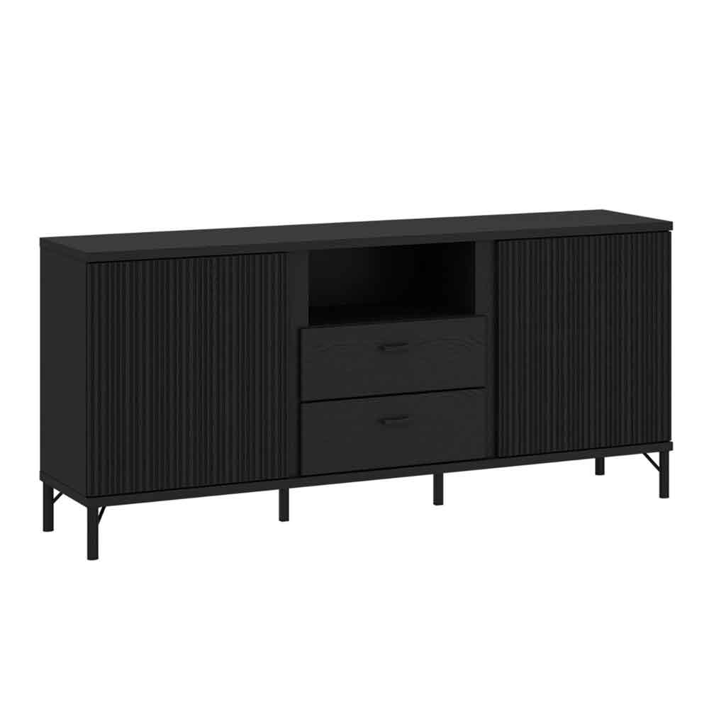 Lambeth Wooden TV Stand with 2 Doors 2 Drawers in Black Graphite