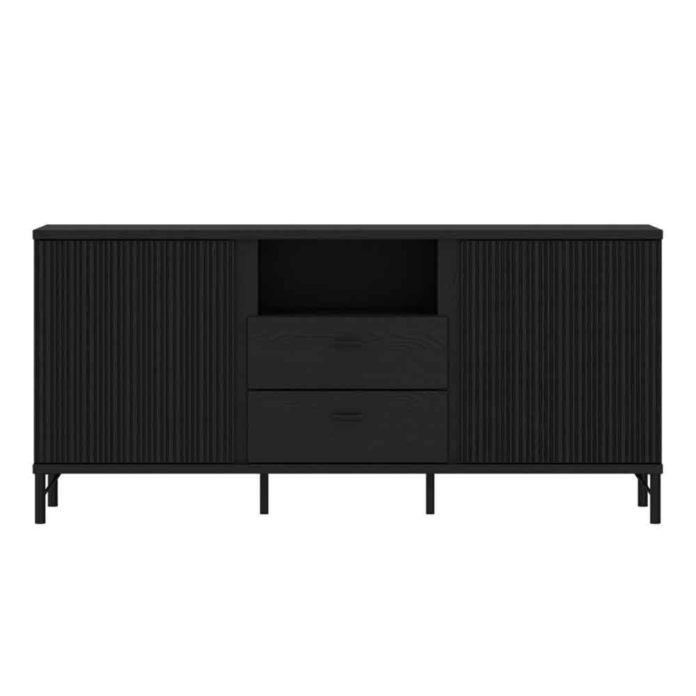 Lambeth Wooden TV Stand with 2 Doors 2 Drawers in Black Graphite