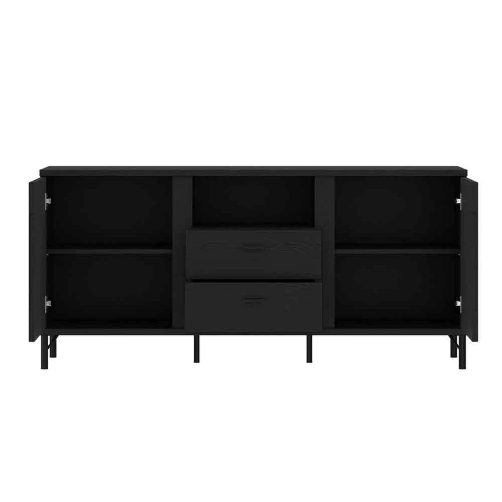 Lambeth Wooden TV Stand with 2 Doors 2 Drawers in Black Graphite