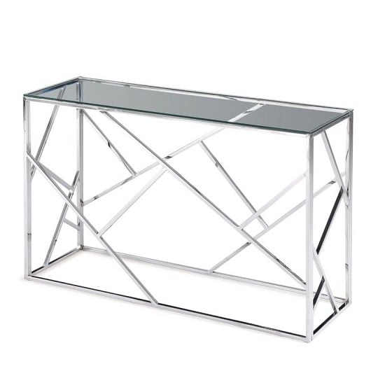 Keele Glass Console Table With Polished Stainless Steel Frame