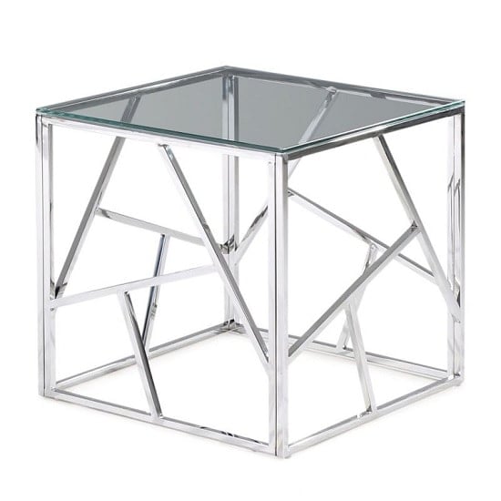 Read more about Keele clear glass squre side table in chrome frame