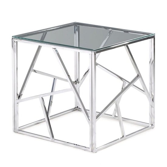 Read more about Keele glass side table with polished stainless steel frame