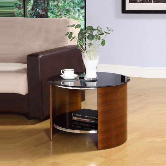 Read more about Bentwood lamp table round in walnut with black gloss top