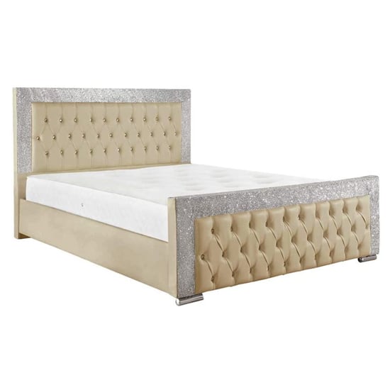 Lampasas Faux Leather Glitter Small, White Faux Leather Small Double Bed Frame