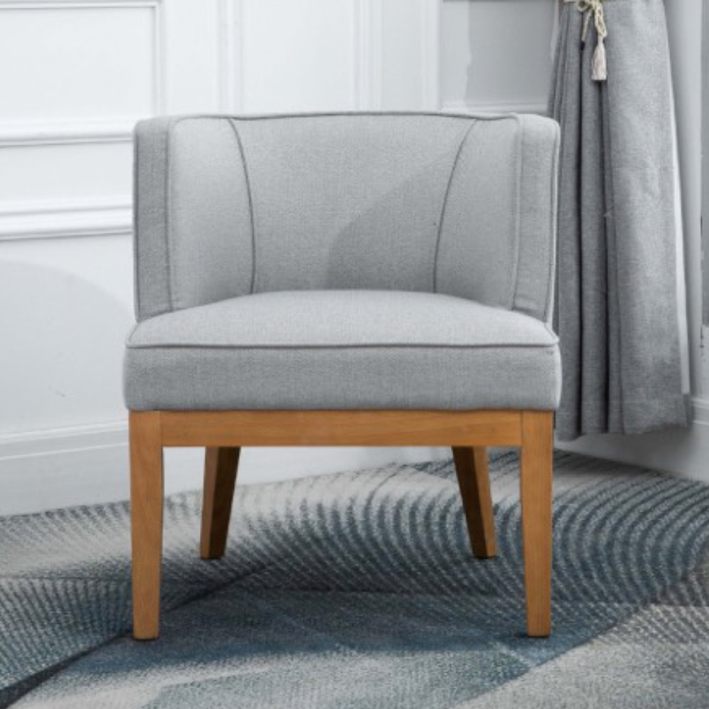 Lampe Fabric Armchair With Wooden Legs In Herringbone Grey